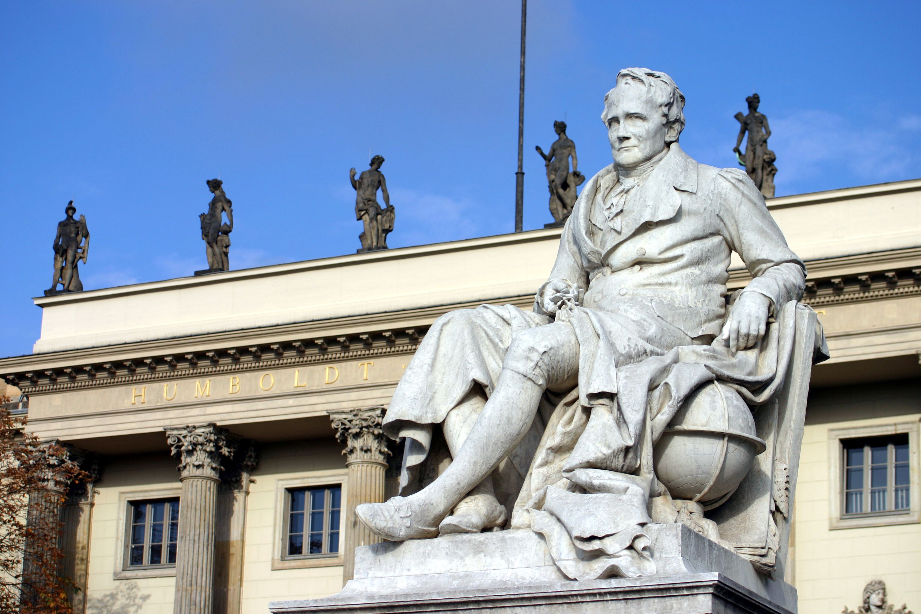 Monument to Alexander von Humboldt in front of the main building of HU Berlin